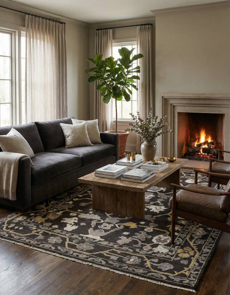 Detail image of  9' 1 x 12' 3  Hand Knotted Oushak Wool Rug