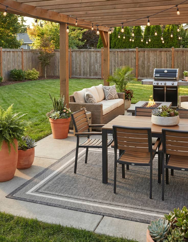 Detail image of 7' x 10'  Washable Border Indoor / Outdoor Rug