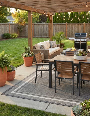 7' x 10' Easy-Clean Border Indoor / Outdoor Rug