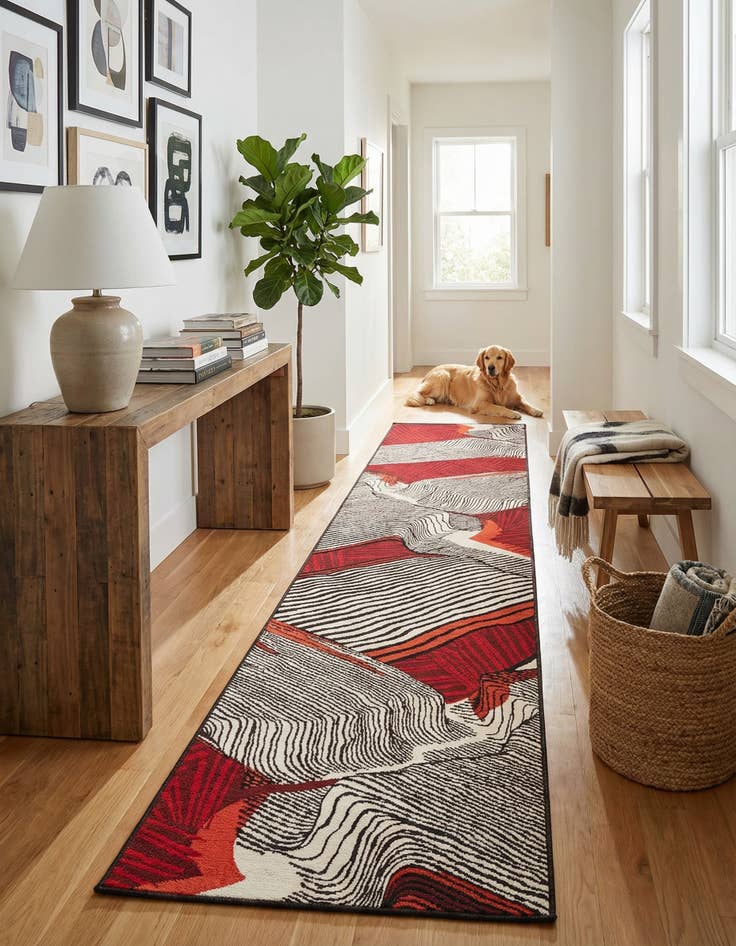 Detail image of 2' 7 x 12' Easy-Clean Modern Indoor / Outdoor Runner Rug
