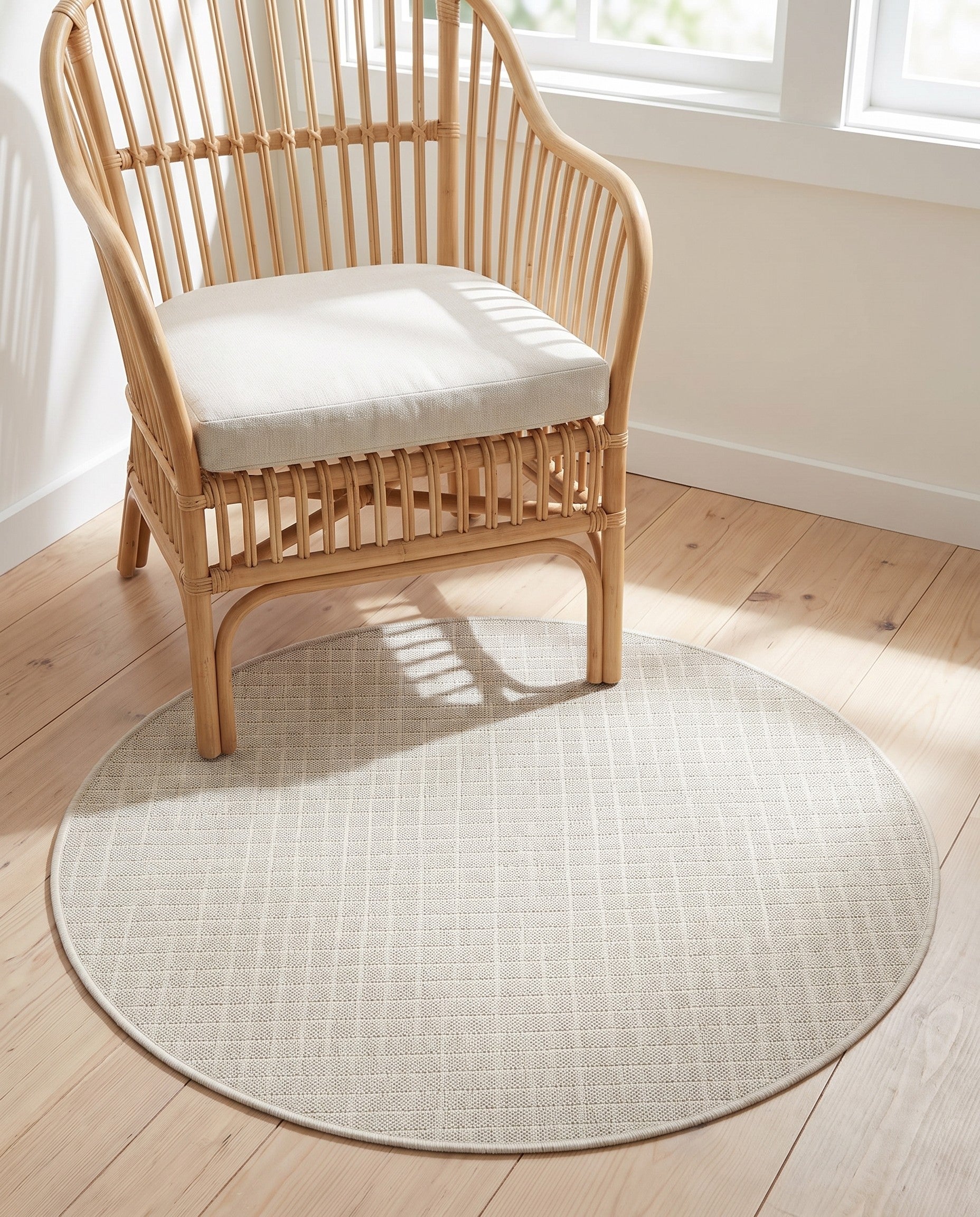 3' x 3' Easy-Clean Checkered Indoor / Outdoor Round Rug