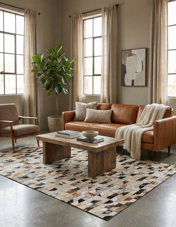 Detail image of 4' 2 x 6' Cowhide - Patchwork Rug