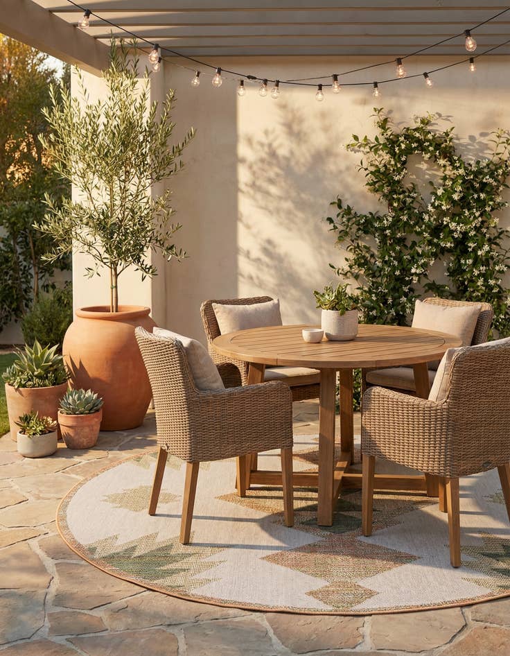 Detail image of 7' 10 x 7' 10 Easy-Clean Baja Indoor / Outdoor Round Rug