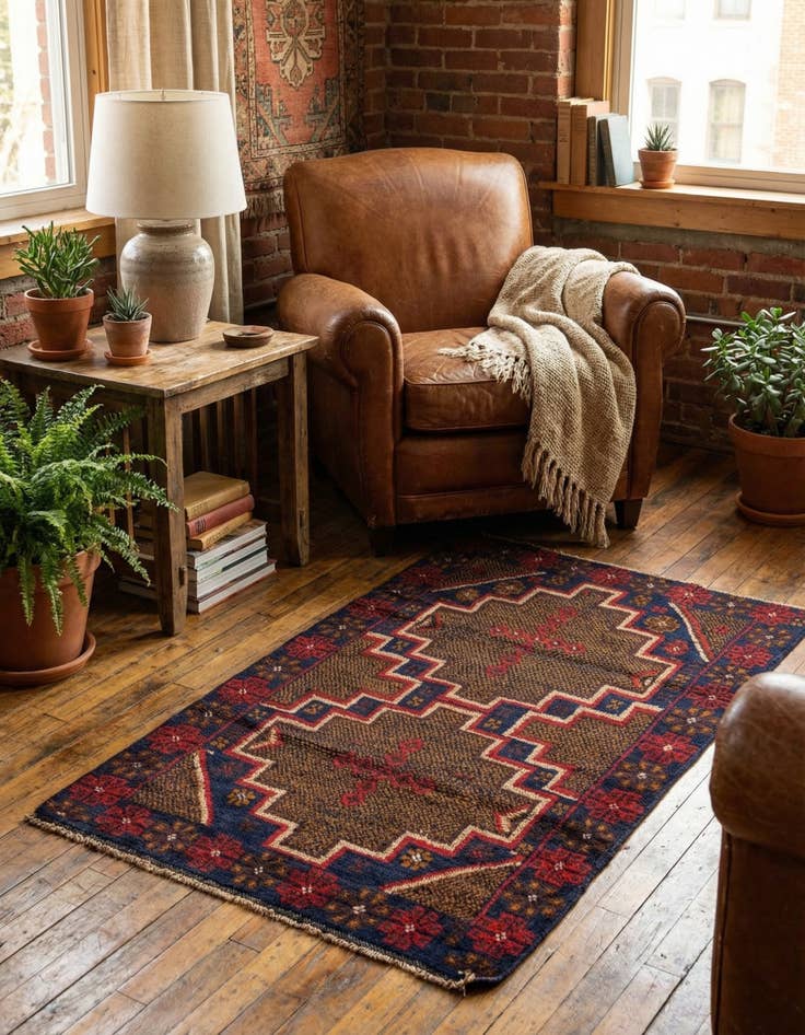 Detail image of 2' 9 x 4' 7 Hand Knotted Balouch Persian Wool Rug