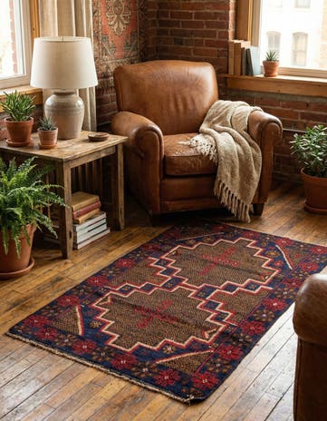 2' 9 x 4' 7 Hand Knotted Balouch Persian Wool Rug