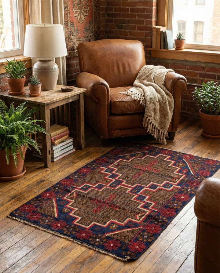 2' 9 x 4' 7 Hand Knotted Balouch Persian Wool Rug