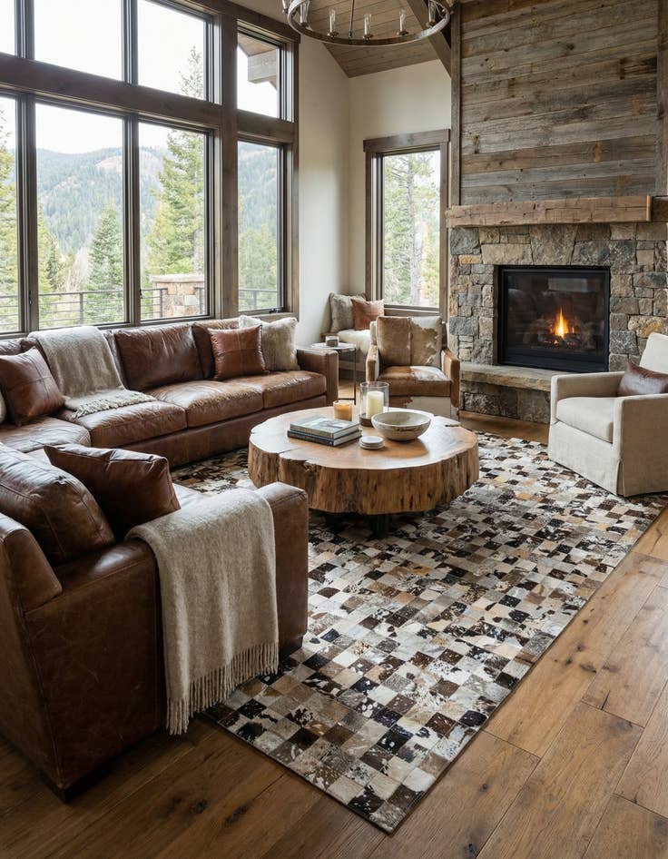 Detail image of 8' 3 x 9' 11 Cowhide Stocks Rug