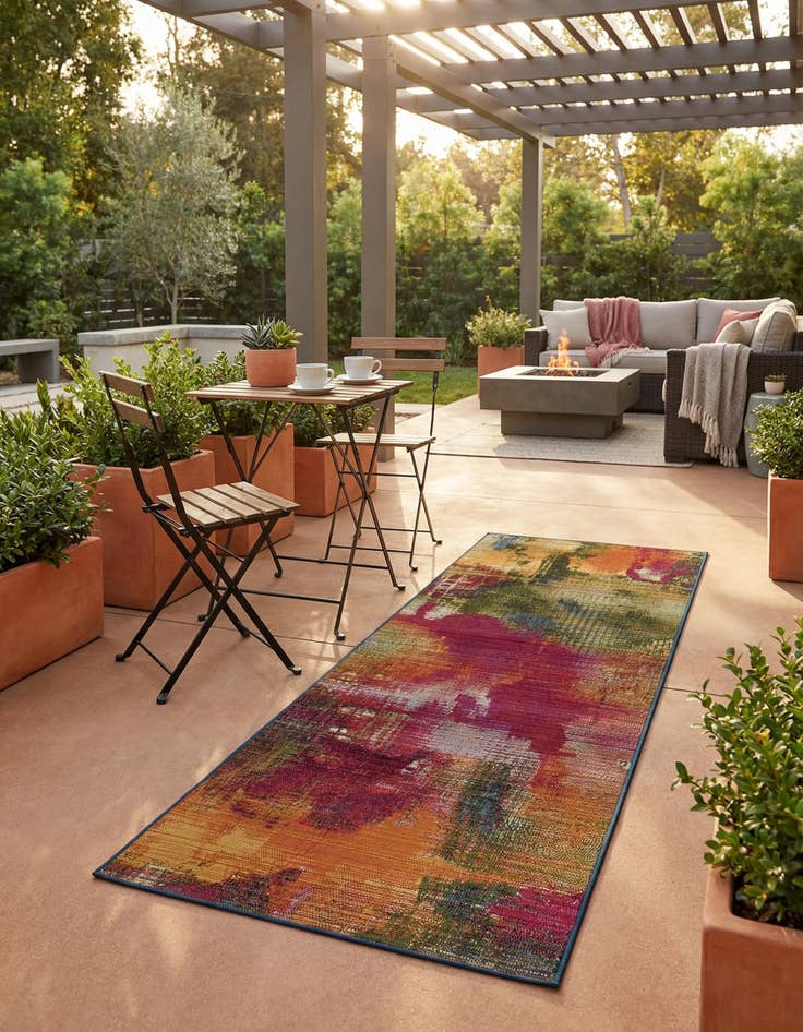 Detail image of 2' x 5' Easy-Clean Modern Indoor / Outdoor Runner Rug