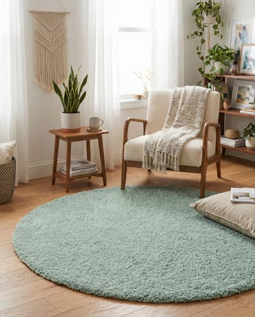  5' x 5' Soft Solid Shag Round Rug