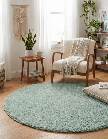 5' x 5' Soft Solid Shag Round Rug