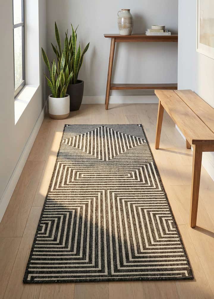 2' x 5' 3 Easy-Clean Modern Indoor / Outdoor Runner Rug