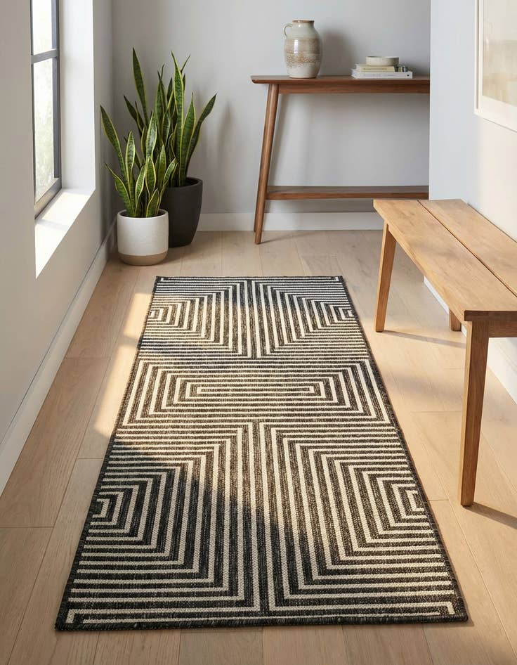 Detail image of  2' x 5' 3  Washable Modern Indoor / Outdoor Runner Rug
