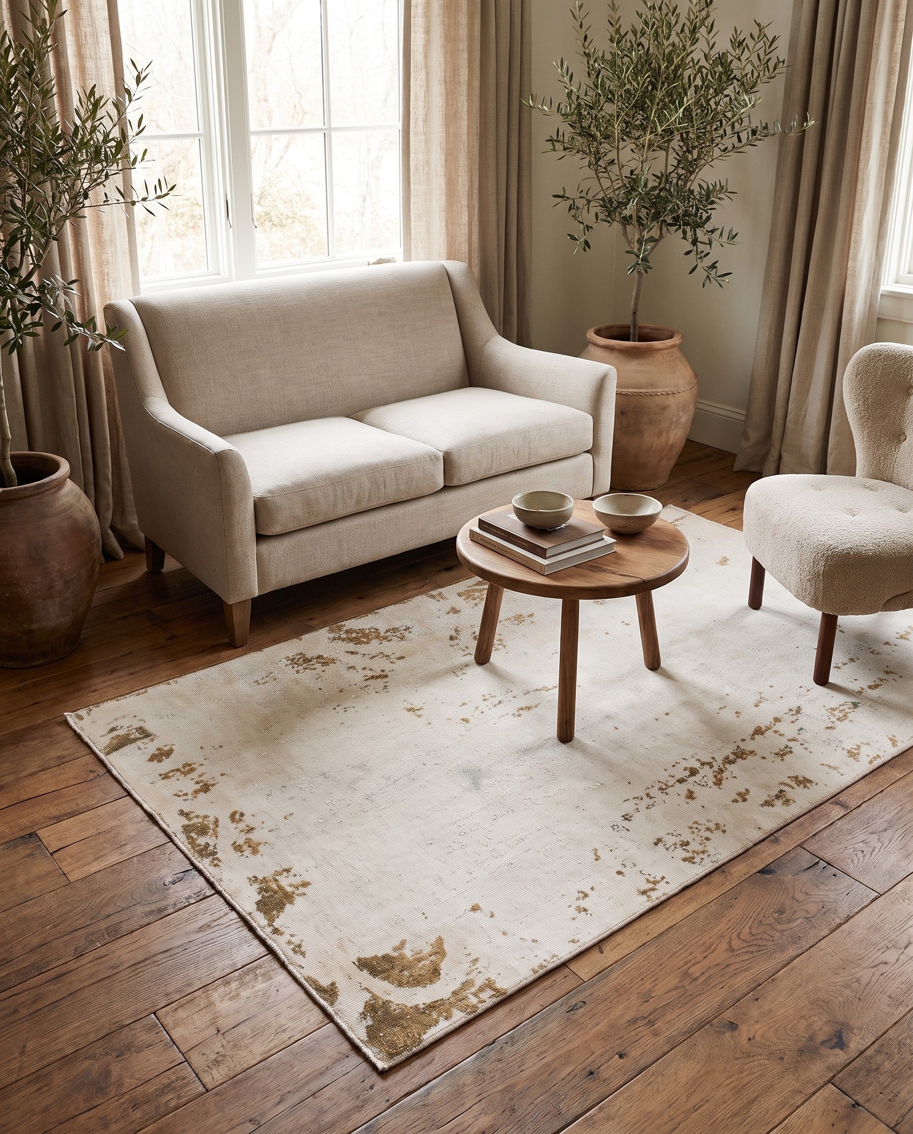 4' x 6' 8 Hand Knotted Ultra Vintage Persian Wool Rug