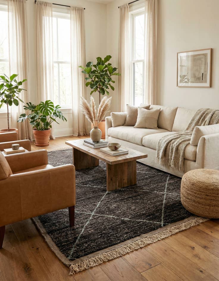 Detail image of 5' 11 x 9' 2  Hand Knotted Moroccan Wool Rug