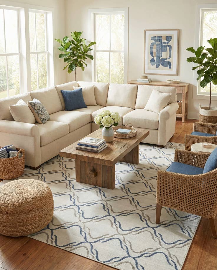 Detail image of 9' x 12' Easy-Clean Trellis Indoor / Outdoor Rug