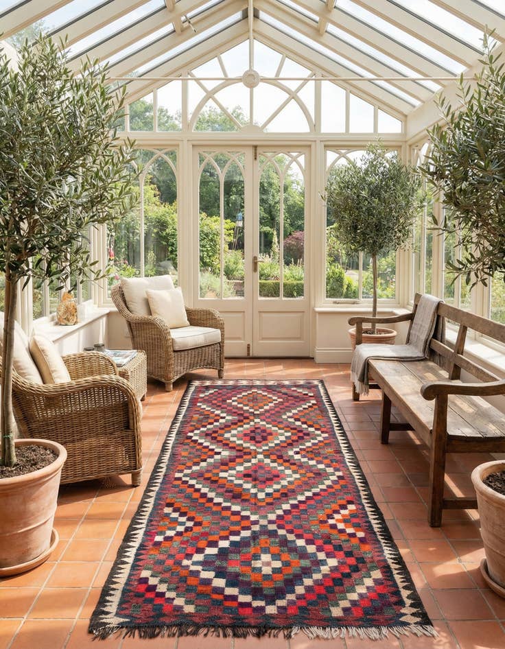 Detail image of 5' x 9' 6  Hand Woven Kilim Fars Wool Runner Rug