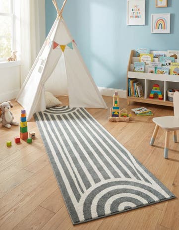 Silver Gray Whimsy Kids Runner Rug