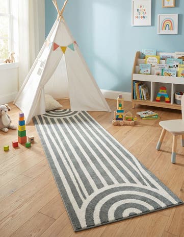 Silver Gray Whimsy Kids Runner Rug