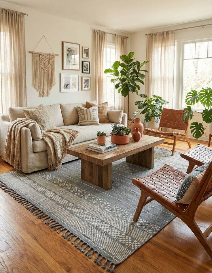 Detail image of 10' x 14' 1  Washable Eco Bohemian Indoor / Outdoor Rug