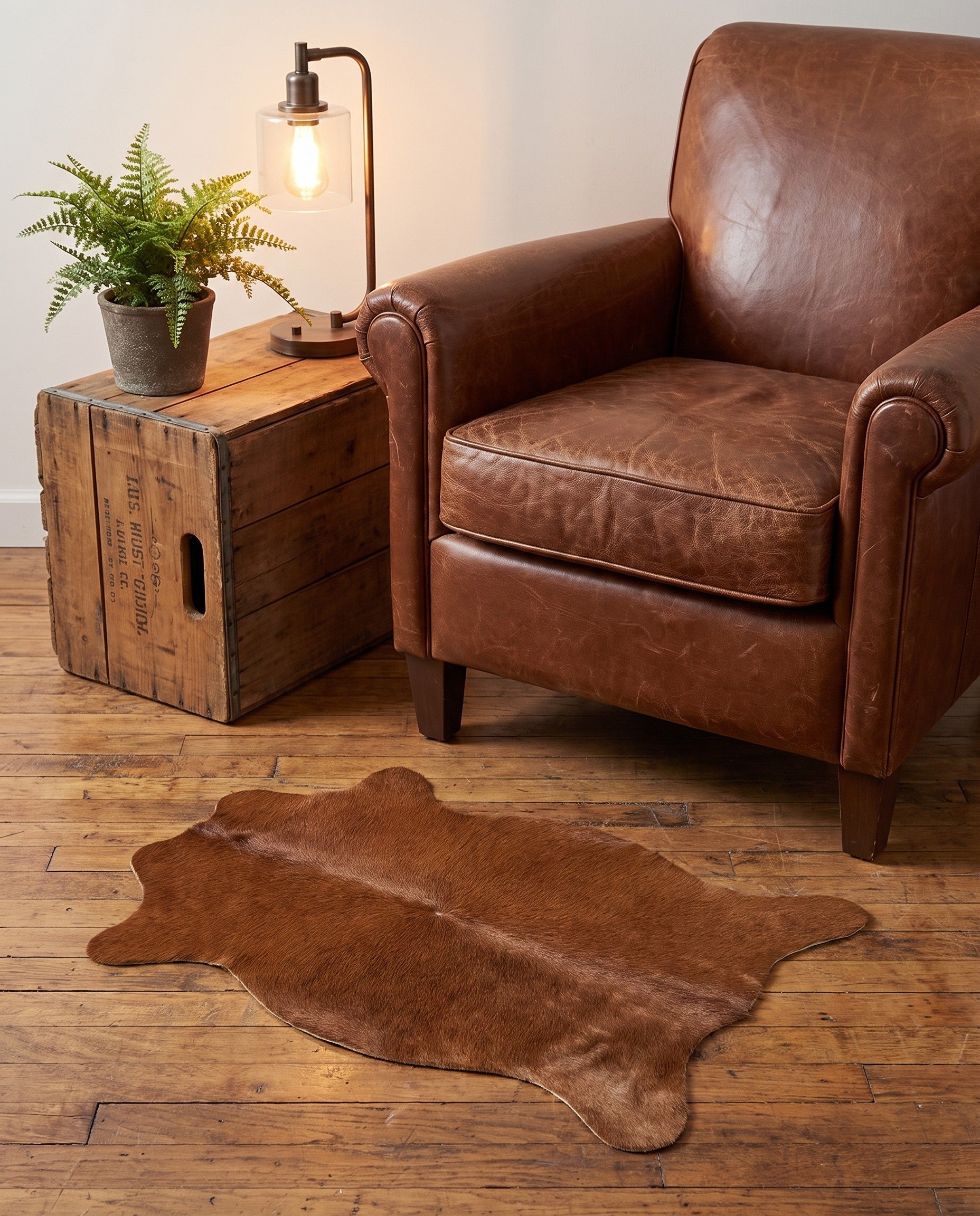 1' 7 x 2' 5 Cowhide Leather Rug