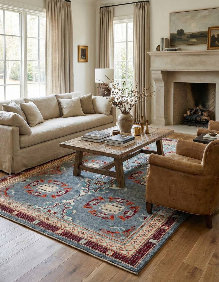 Detail image of 6' 6 x 10'  Hand Knotted Darya Wool Rug