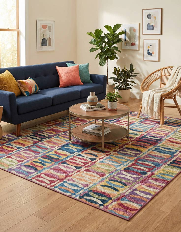 Detail image of 5' 3 x 7'  Washable Modern Indoor / Outdoor Rug