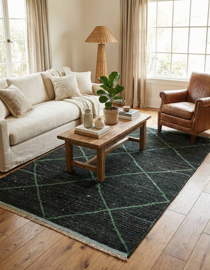 Detail image of 4' 1 x 6' 2  Hand Knotted Moroccan Wool Rug