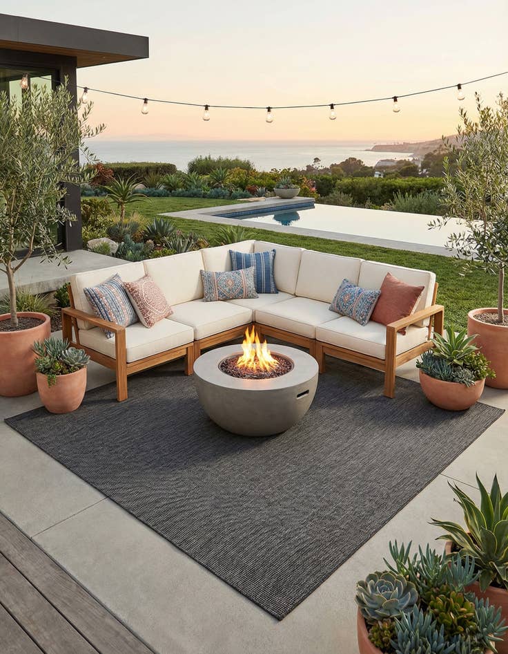 Detail image of 10' x 10' Easy-Clean Solid Indoor / Outdoor Square Rug
