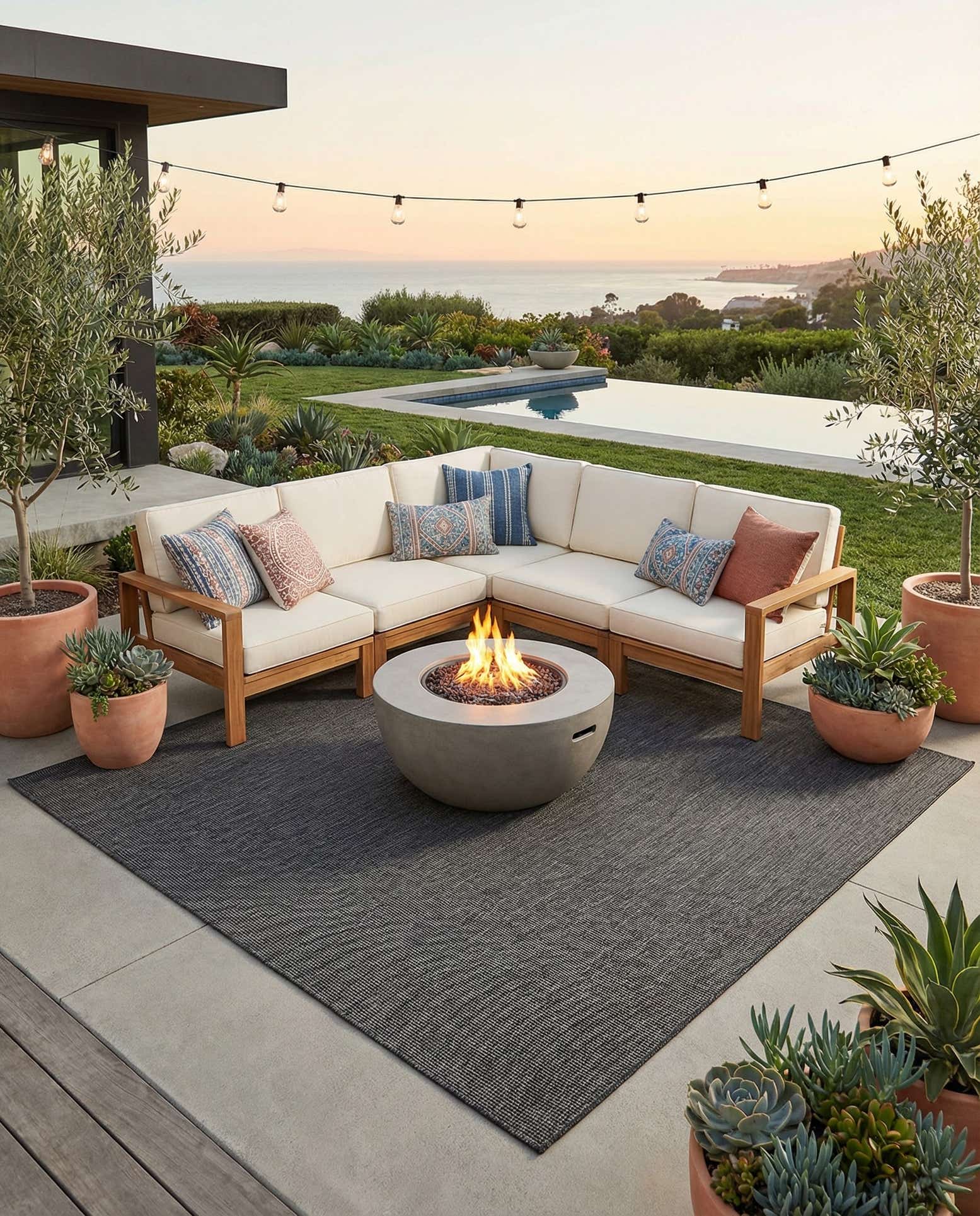 10' x 10' Easy-Clean Solid Indoor / Outdoor Square Rug