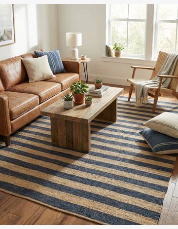 Navy Ivory Handmade Braided Jute Rug