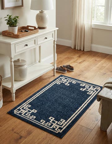 Dark Blue Greek Key Rug