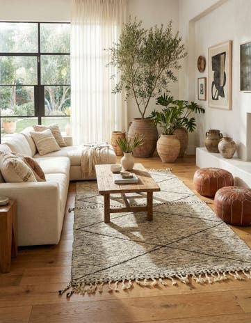 6' 7 x 12' 10 Hand Knotted Moroccan Wool Rug