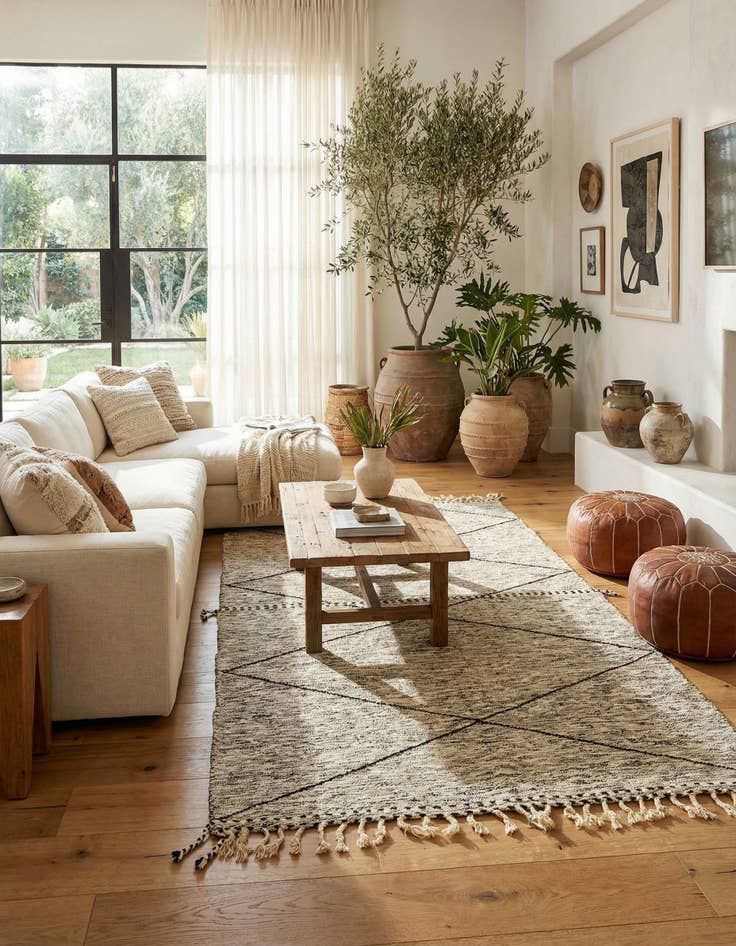 Detail image of 6' 7 x 12' 10  Hand Knotted Moroccan Wool Rug