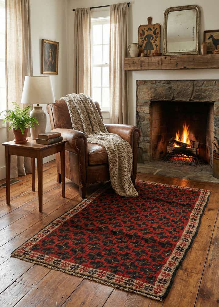 2' 10 x 4' 7 Hand Knotted Balouch Persian Wool Rug