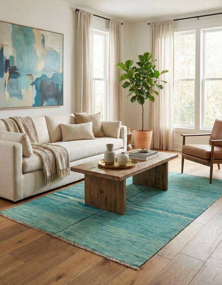 Detail image of 4' x 6'  Hand Woven Kilim Modern Wool Rug