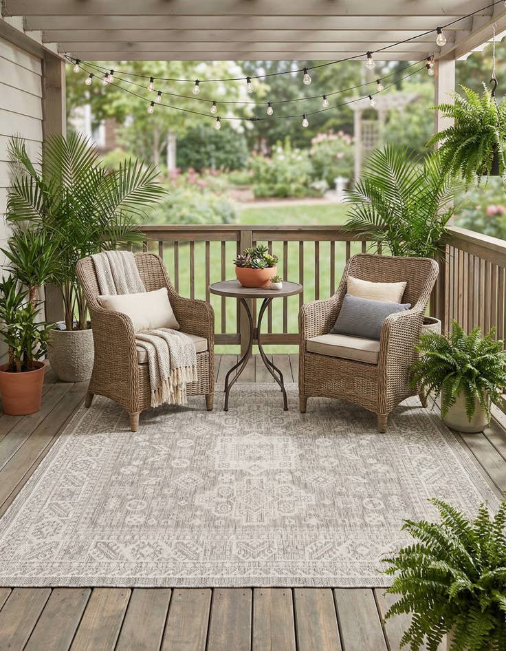 Detail image of  6' x 6'  Washable Aztec Indoor / Outdoor Square Rug