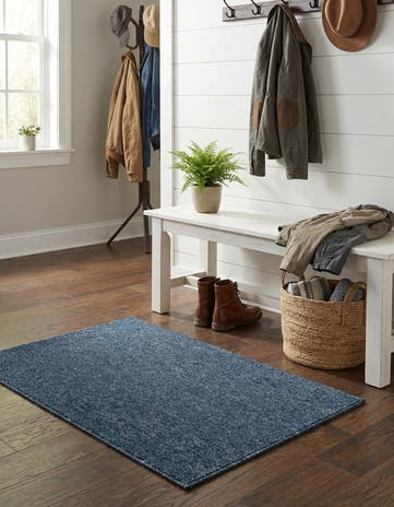 Azure Blue Everyday Solid Rug