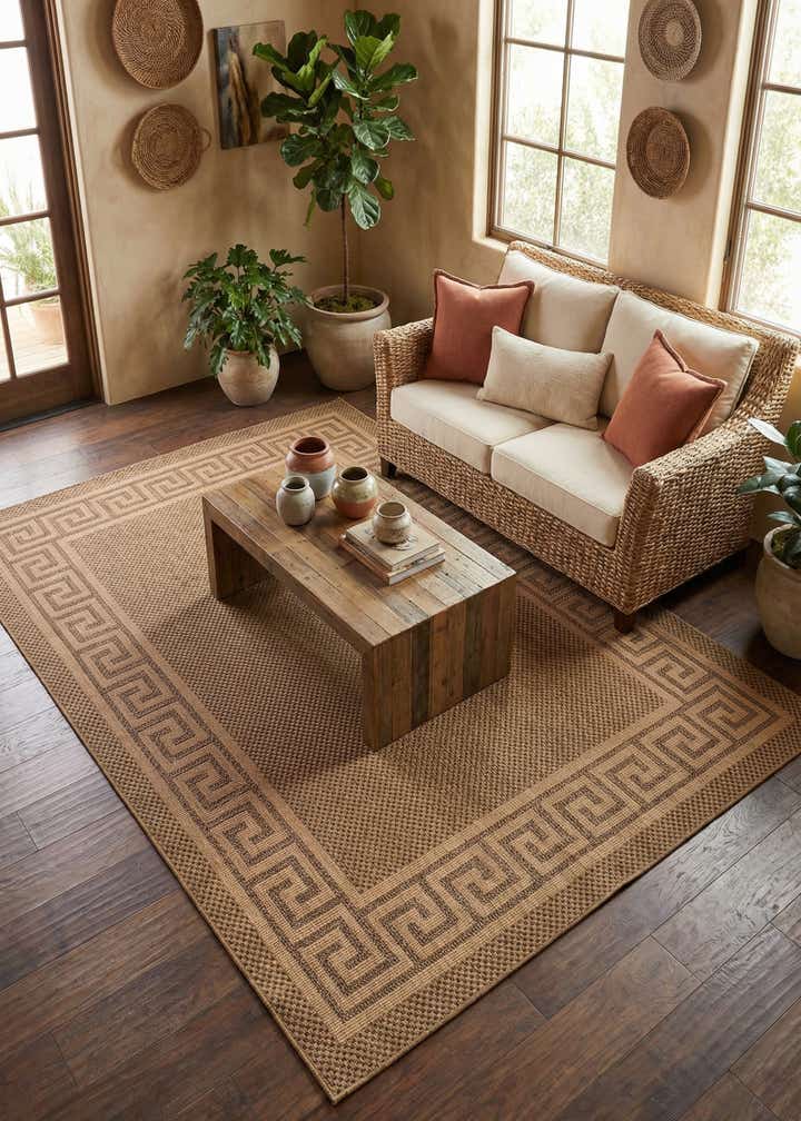 7' x 10' Easy-Clean Border Indoor / Outdoor Rug