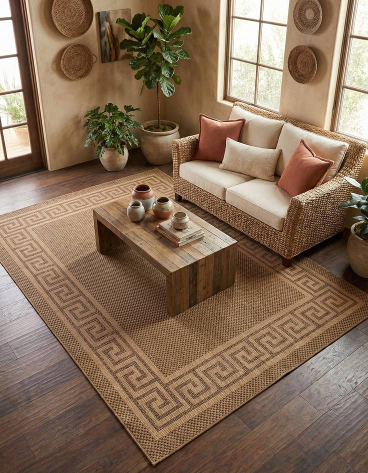 Detail image of 7' x 10' Easy-Clean Border Indoor / Outdoor Rug
