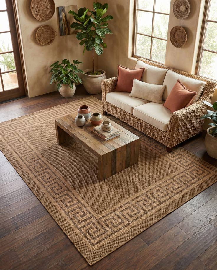 Detail image of 7' x 10' Easy-Clean Border Indoor / Outdoor Rug