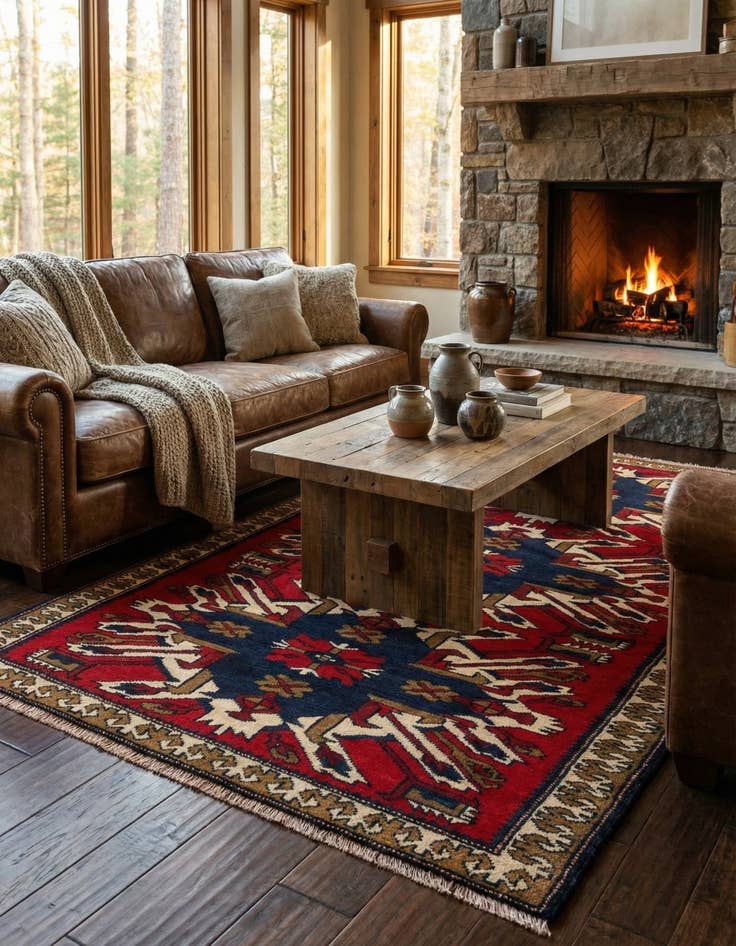 Detail image of 3' 8 x 6' 4  Hand Knotted Heriz Wool Rug