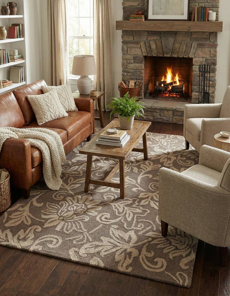 Detail image of 5' x 8' Agra Wool Rug