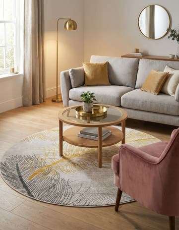 Yellow Gray Finsbury Round Rug