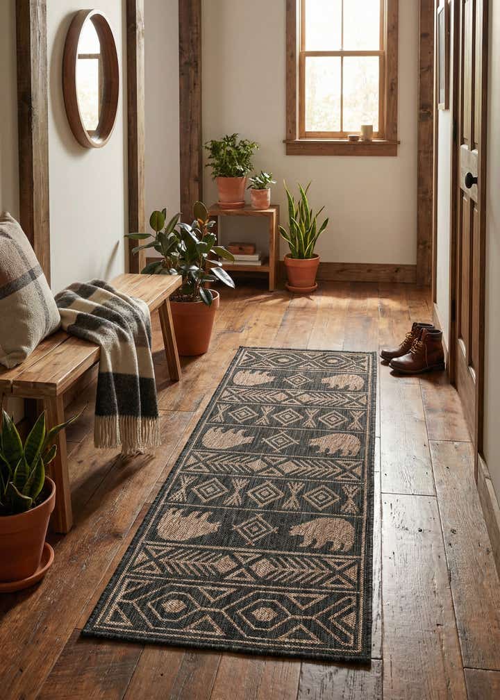 2' x 5' 3 Easy-Clean Southwestern Indoor / Outdoor Runner Rug