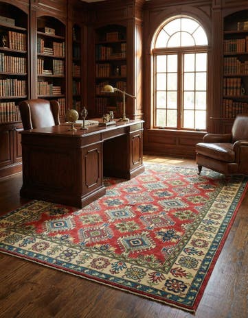 5' 8 x 8' Hand Knotted Kazak Rug