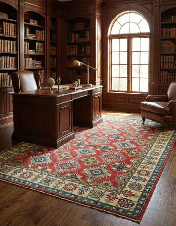 5' 8 x 8' Hand Knotted Kazak Rug
