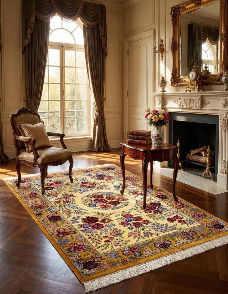 Detail image of 3' 4 x 5' 2 Ghom Silk Rug