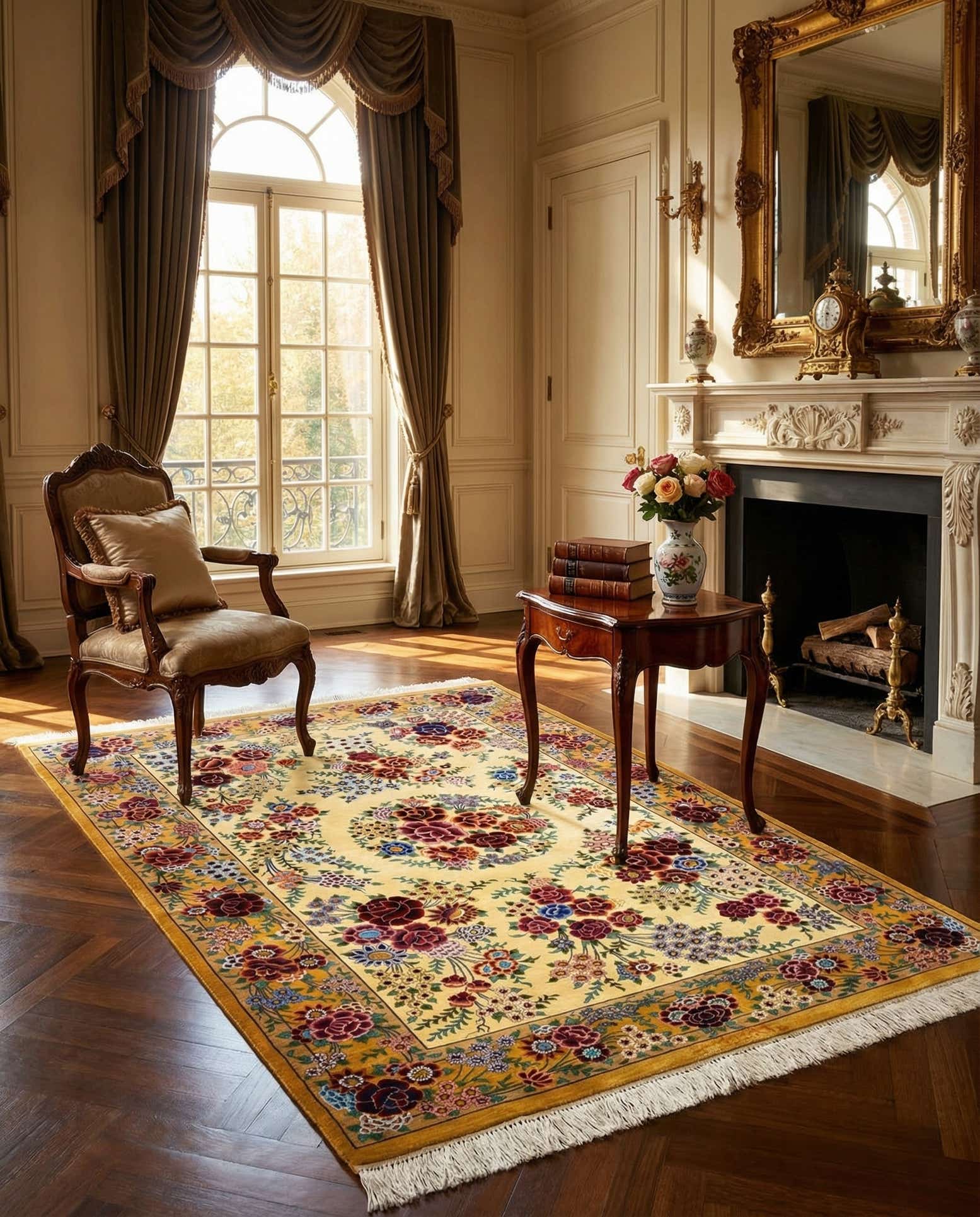 3' 4 x 5' 2 Ghom Silk Rug