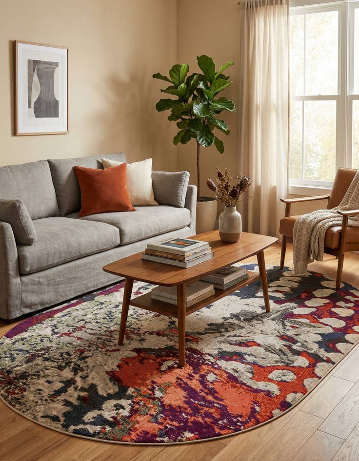 Detail image of 6' 1 x 9'  Washable Haerfest Oval Rug