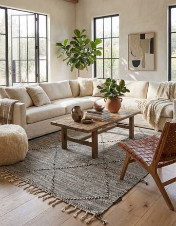 6' 3 x 10' 2 Hand Knotted Moroccan Wool Rug